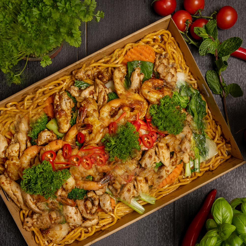 Seafood XO with Egg Noodle Chao Catering